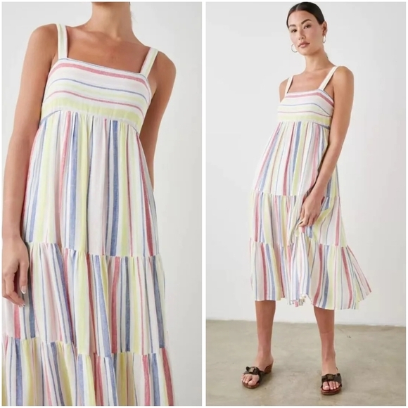 NWT Rails Revolve Shailene Parisail Stripe Midi Sun Dress Large Sundress - Picture 2 of 11